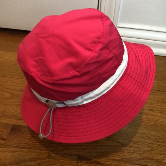 LL Bean Pink Nylon Bucket Sun hat white stripe adjustable - Picture 4 of 8
